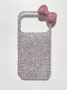 NEW IPhone 17 Pro Sparkling Rhinestones Pink Bow Crystal Phone Case - Bling